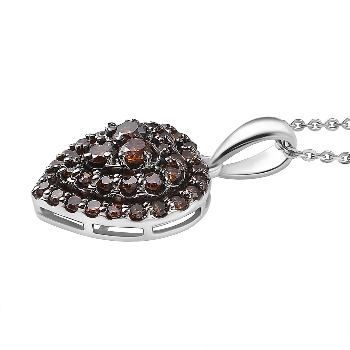 Luxuriant Lab Grown Red Diamond (IR) 1.00 ctw Heart Scarlet Promise Pendant Necklace 20 Inches in Rhodium Over Sterling Silver image number 3