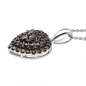 Luxuriant Lab Grown Red Diamond (IR) 1.00 ctw Heart Scarlet Promise Pendant Necklace 20 Inches in Rhodium Over Sterling Silver