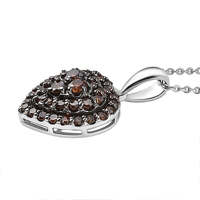 Luxuriant Lab Grown Red Diamond (IR) 1.00 ctw Heart Scarlet Promise Pendant Necklace 20 Inches in Rhodium Over Sterling Silver
