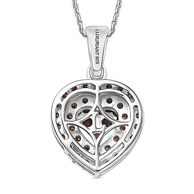 Luxuriant Lab Grown Red Diamond (IR) 1.00 ctw Heart Scarlet Promise Pendant Necklace 20 Inches in Rhodium Over Sterling Silver