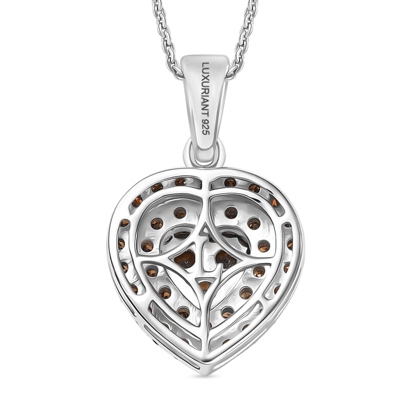 Luxuriant Lab Grown Red Diamond (IR) 1.00 ctw Heart Scarlet Promise Pendant Necklace 20 Inches in Rhodium Over Sterling Silver