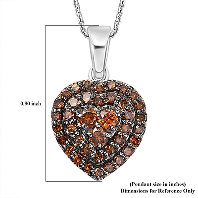 Luxuriant Lab Grown Red Diamond (IR) 1.00 ctw Heart Scarlet Promise Pendant Necklace 20 Inches in Rhodium Over Sterling Silver