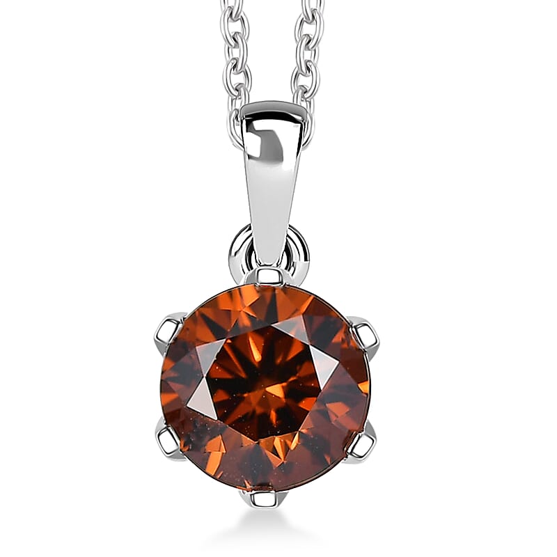 Luxuriant Lab Grown Red Diamond SI (IR) 1.50 ctw Rosetta Pendant Necklace 20 Inches in 10K White Gold