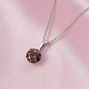 Luxuriant Lab Grown Red Diamond SI (IR) 1.50 ctw Rosetta Pendant Necklace 20 Inches in 10K White Gold