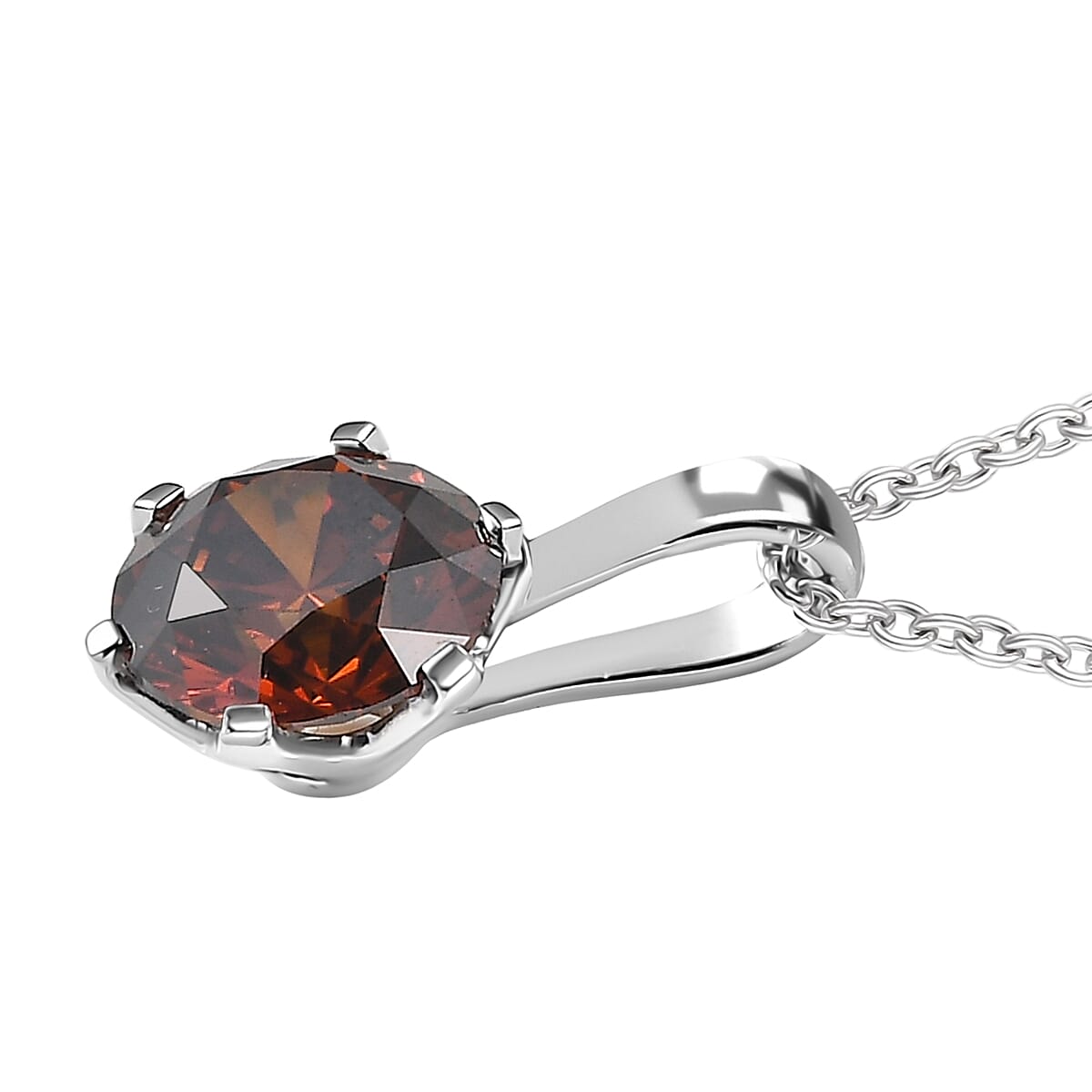 Luxuriant Lab Grown Red Diamond SI (IR) 1.50 ctw Rosetta Pendant Necklace 20 Inches in 10K White Gold image number 3