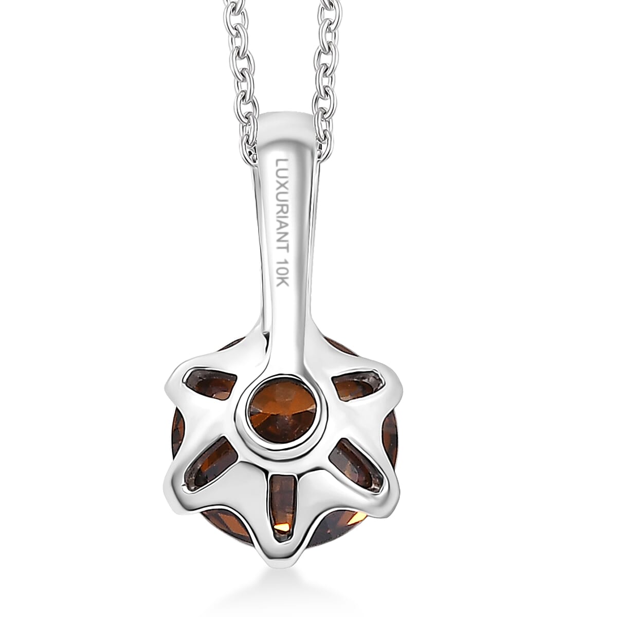 Luxuriant Lab Grown Red Diamond SI (IR) 1.50 ctw Rosetta Pendant Necklace 20 Inches in 10K White Gold image number 4