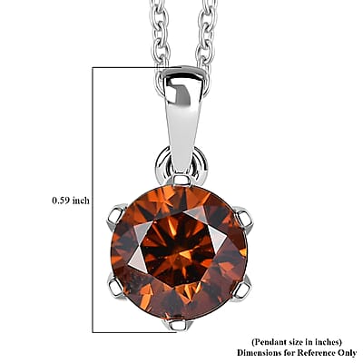 Luxuriant Lab Grown Red Diamond SI (IR) 1.50 ctw Rosetta Pendant Necklace 20 Inches in 10K White Gold