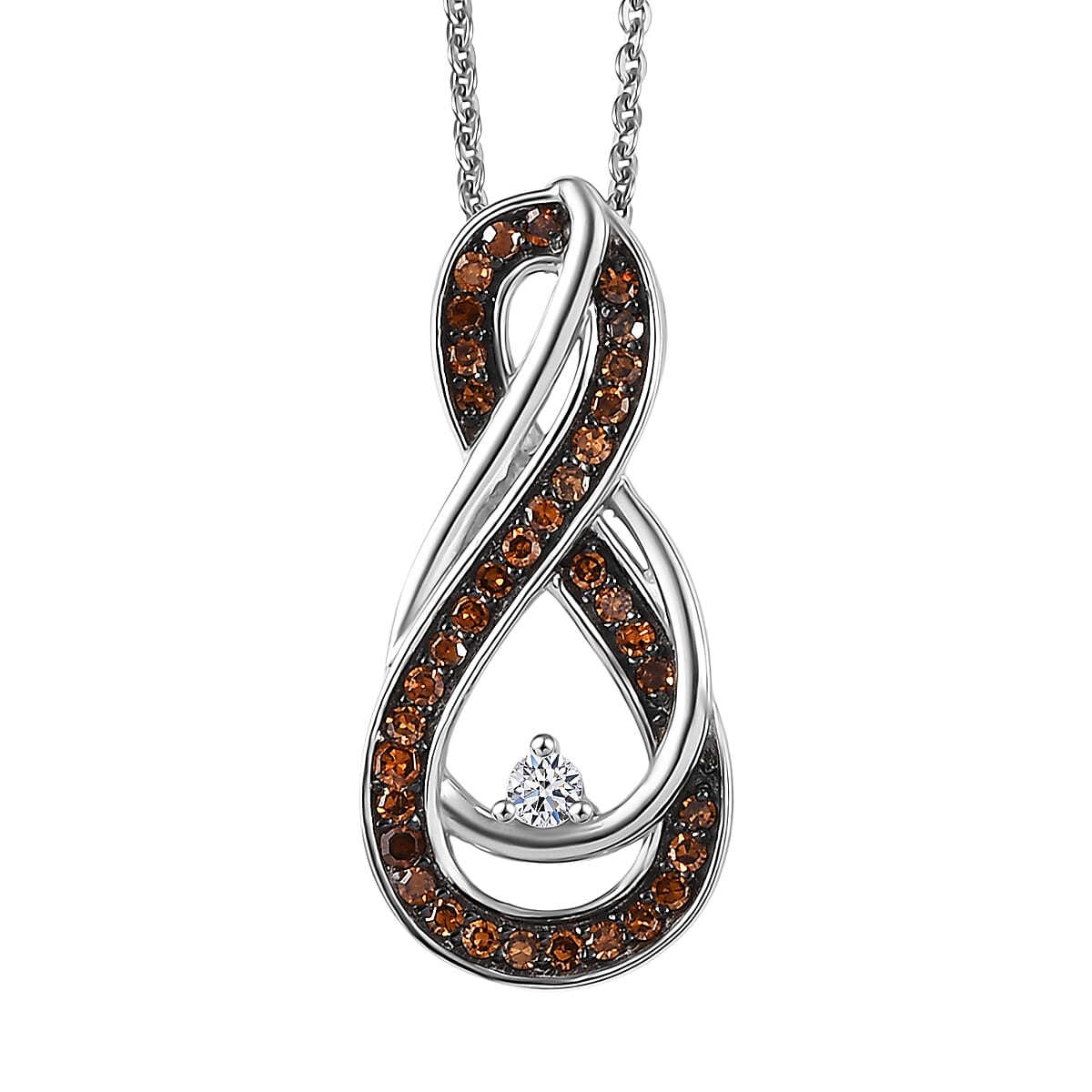 Luxuriant Lab Grown Red Diamond (IR) and Lab Grown Diamond 0.25 ctw Eternal Flame Pendant Necklace 20 Inches in Rhodium Over Sterling Silver image number 0