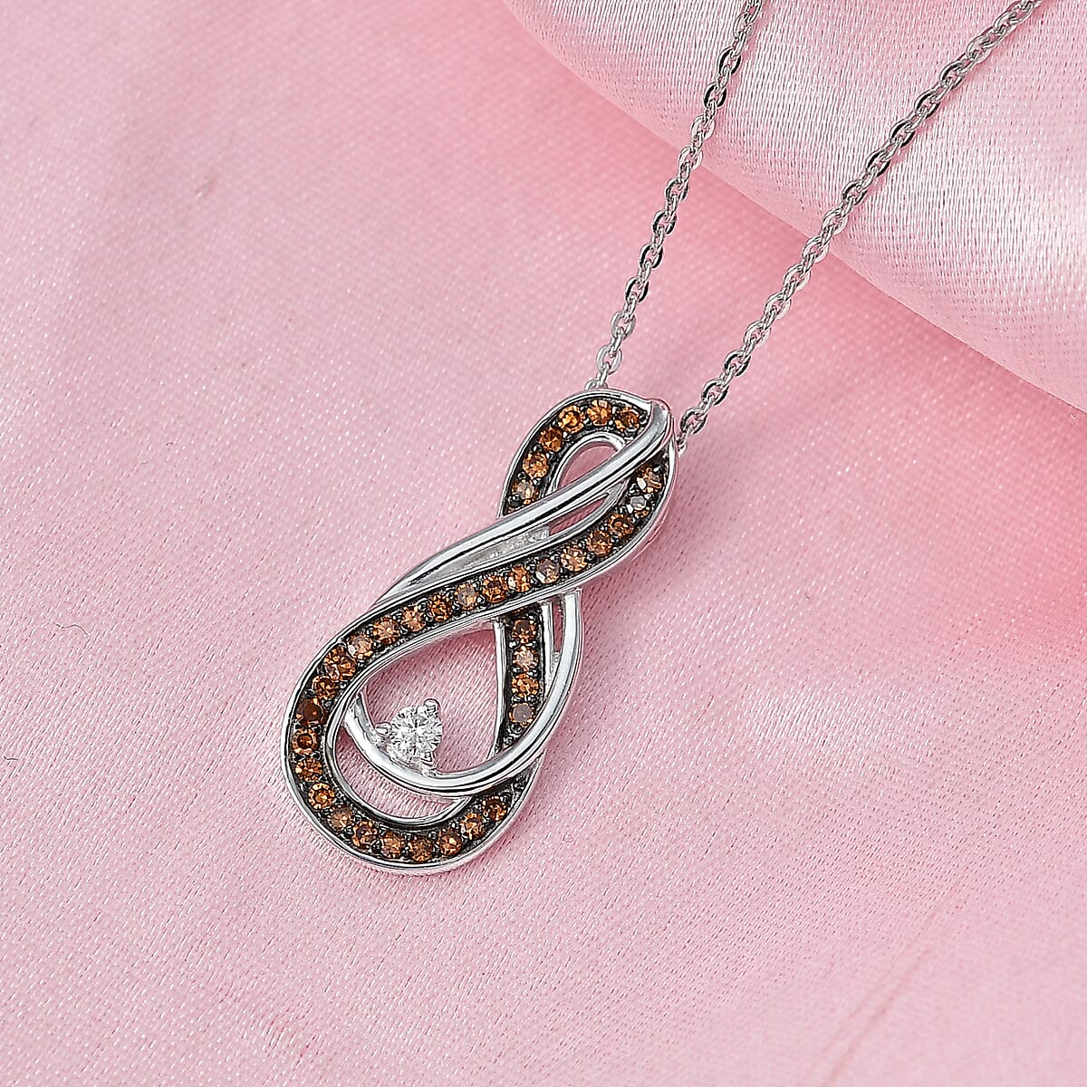 Luxuriant Lab Grown Red Diamond (IR) and Lab Grown Diamond 0.25 ctw Eternal Flame Pendant Necklace 20 Inches in Rhodium Over Sterling Silver image number 1