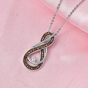 Luxuriant Lab Grown Red Diamond (IR) and Lab Grown Diamond 0.25 ctw Eternal Flame Pendant Necklace 20 Inches in Rhodium Over Sterling Silver