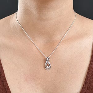 Luxuriant Lab Grown Red Diamond (IR) and Lab Grown Diamond 0.25 ctw Eternal Flame Pendant Necklace 20 Inches in Rhodium Over Sterling Silver