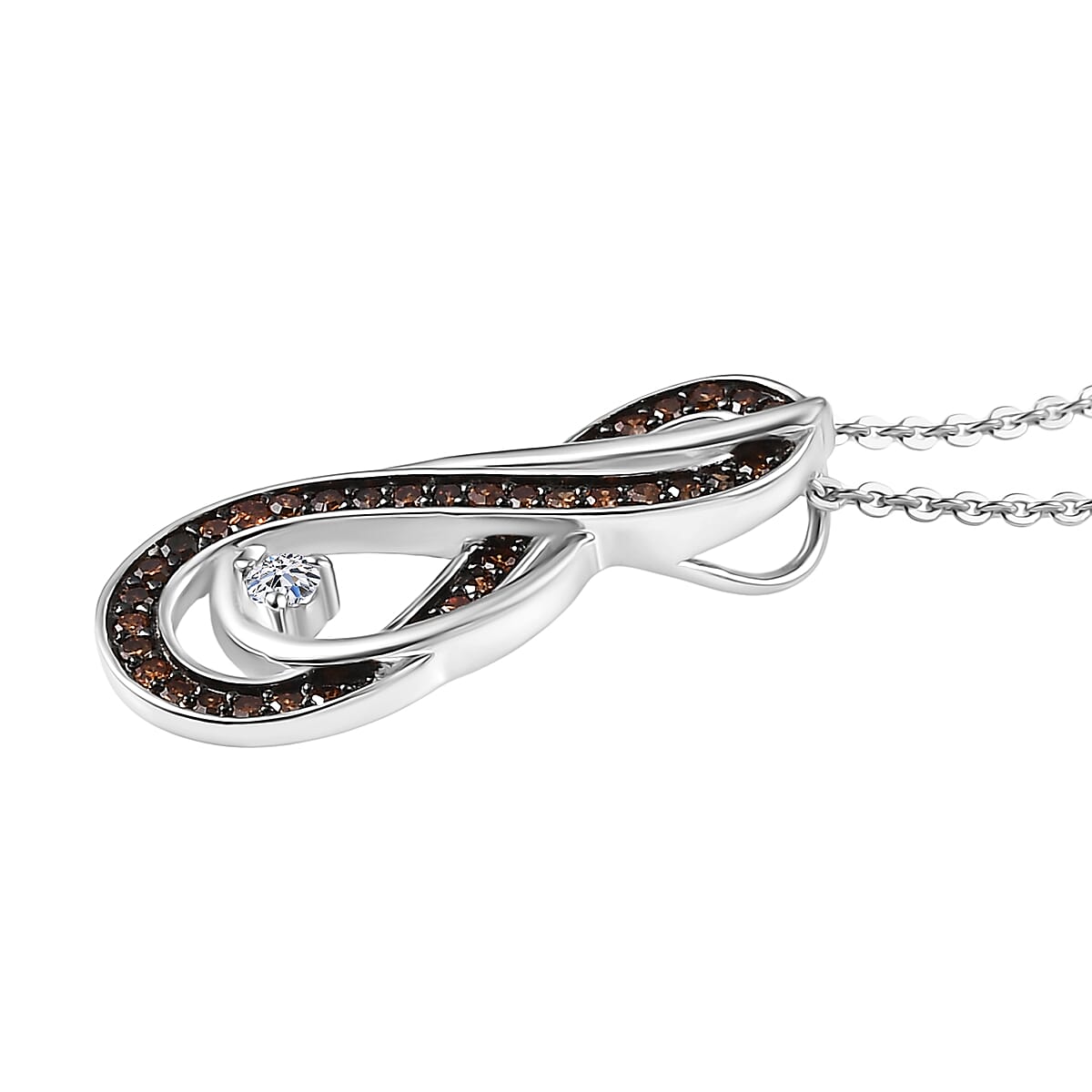Luxuriant Lab Grown Red Diamond (IR) and Lab Grown Diamond 0.25 ctw Eternal Flame Pendant Necklace 20 Inches in Rhodium Over Sterling Silver image number 3