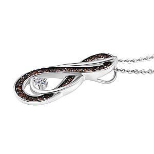 Luxuriant Lab Grown Red Diamond (IR) and Lab Grown Diamond 0.25 ctw Eternal Flame Pendant Necklace 20 Inches in Rhodium Over Sterling Silver