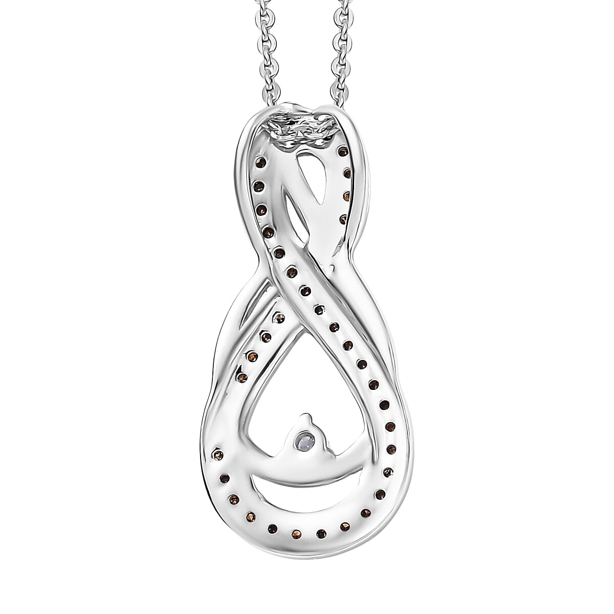 Luxuriant Lab Grown Red Diamond (IR) and Lab Grown Diamond 0.25 ctw Eternal Flame Pendant Necklace 20 Inches in Rhodium Over Sterling Silver image number 4