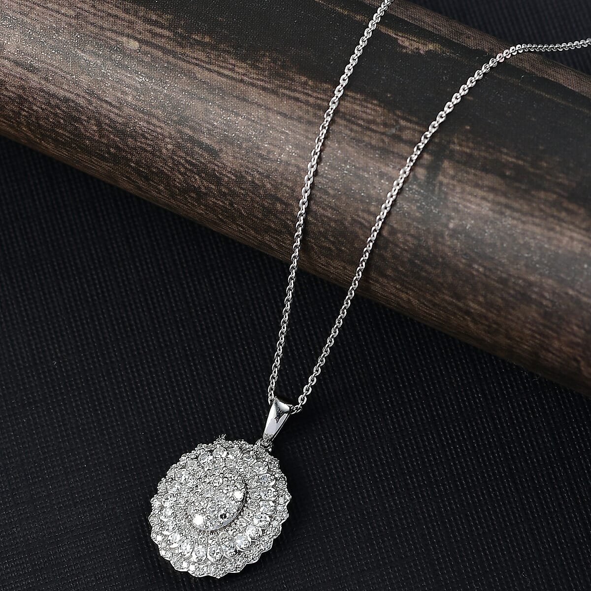 Luxuriant Lab Grown Diamond Bloom Pendant Necklace in Rhodium Over Sterling Silver 1.00 ctw (20 Inches) image number 1