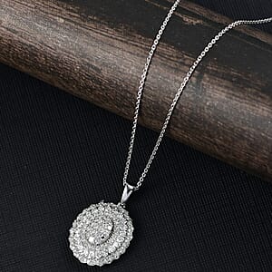 Luxuriant Lab Grown Diamond Bloom Pendant Necklace in Rhodium Over Sterling Silver 1.00 ctw (20 Inches)