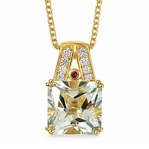EverTrue Montezuma Prasiolite and Multi Gemstone 8.50 ctw Regal Majesty Pendant in 18K YG Plated with ION Plated YG Stainless Steel Necklace 20 Inches