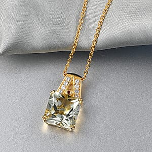 EverTrue Montezuma Prasiolite and Multi Gemstone 8.50 ctw Regal Majesty Pendant in 18K YG Plated with ION Plated YG Stainless Steel Necklace 20 Inches