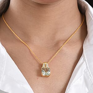 EverTrue Montezuma Prasiolite and Multi Gemstone 8.50 ctw Regal Majesty Pendant in 18K YG Plated with ION Plated YG Stainless Steel Necklace 20 Inches