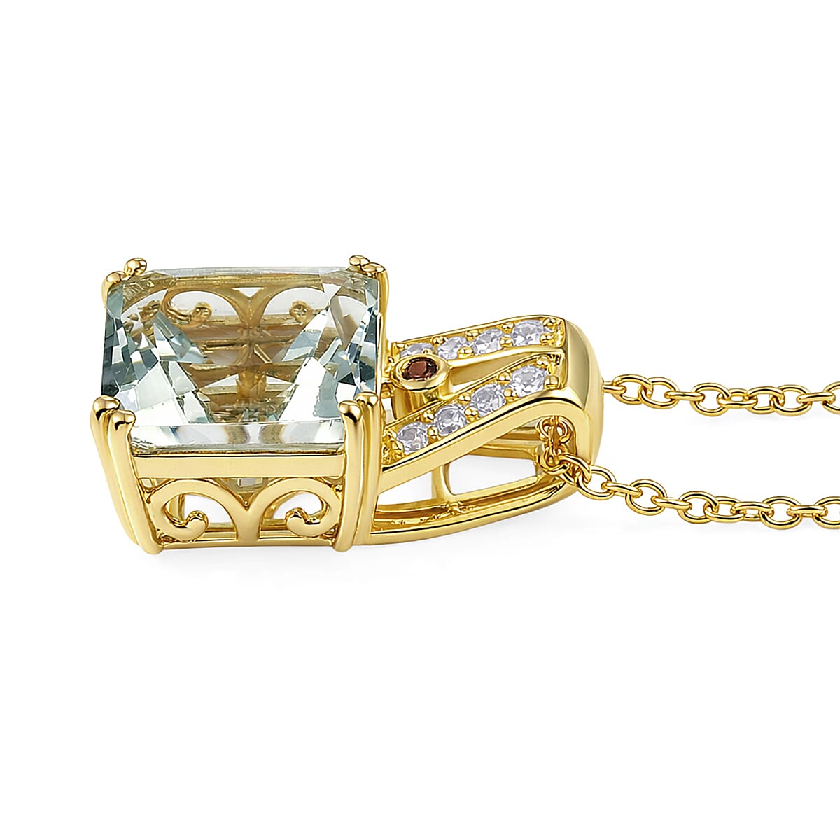 EverTrue Montezuma Prasiolite and Multi Gemstone 8.50 ctw Regal Majesty Pendant in 18K YG Plated with ION Plated YG Stainless Steel Necklace 20 Inches image number 3