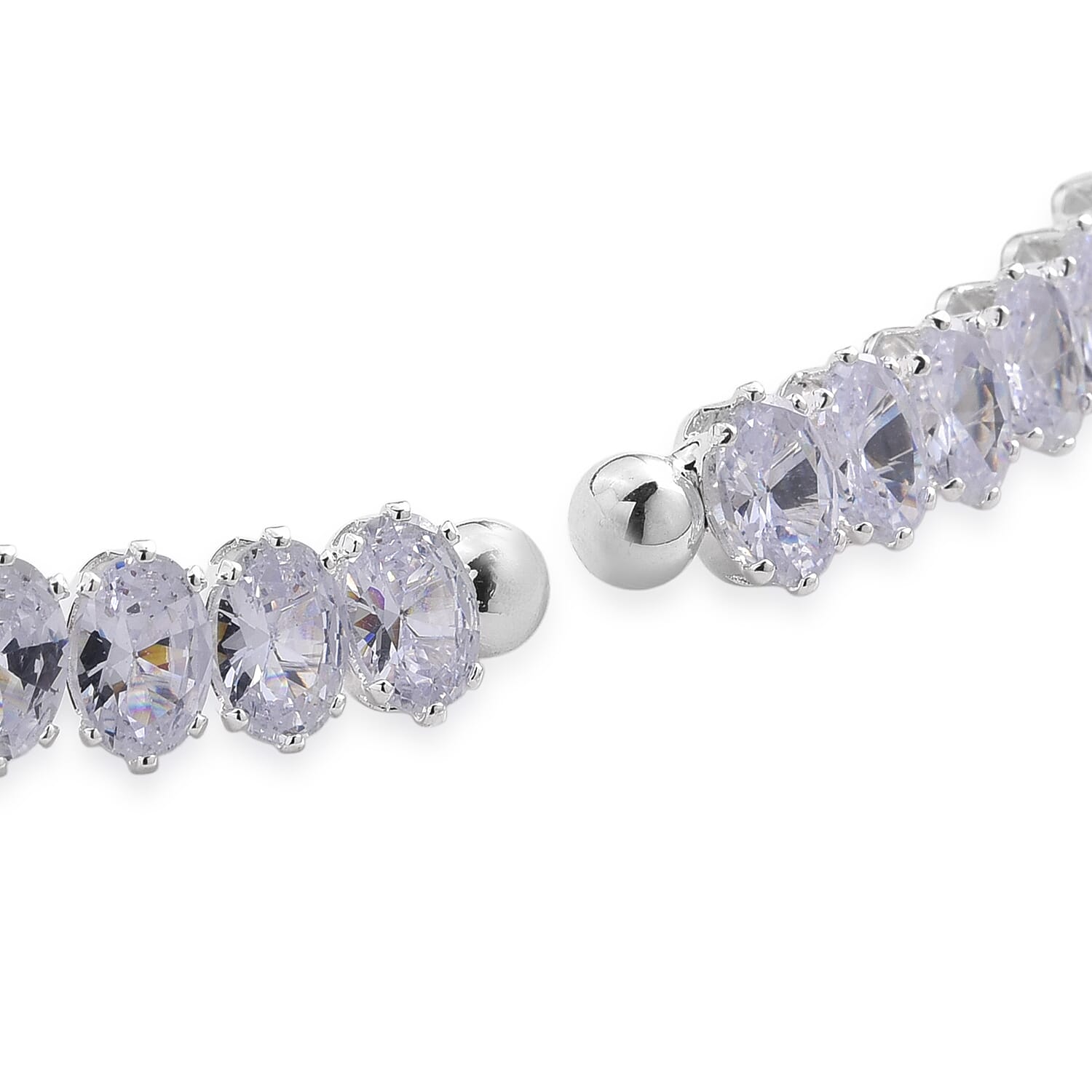 2 Piece Set Simulated Diamond Iconic Tennis Necklace 17.0 Inches and Bracelet (7.5In) in Silvertone