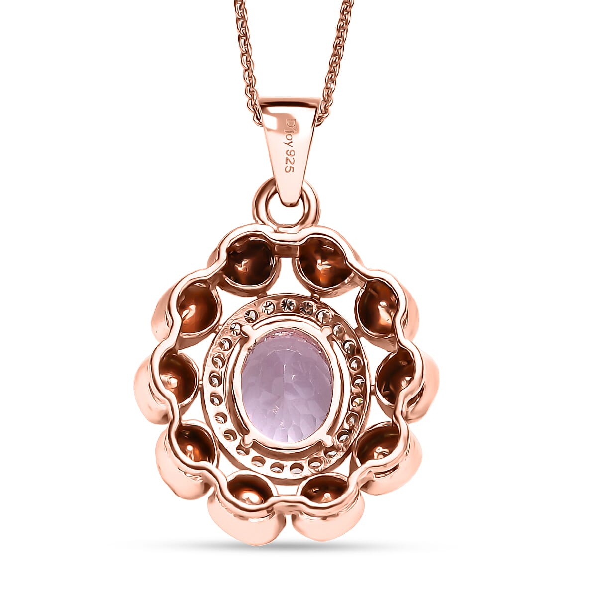D'Joy Martha Rocha Kunzite, Lab Grown Polki Diamond Pendant Necklace in 18K Vermeil RG Over Sterling Silver 5.10 ctw (20 Inches) (Del. in 7-10 Days) image number 4