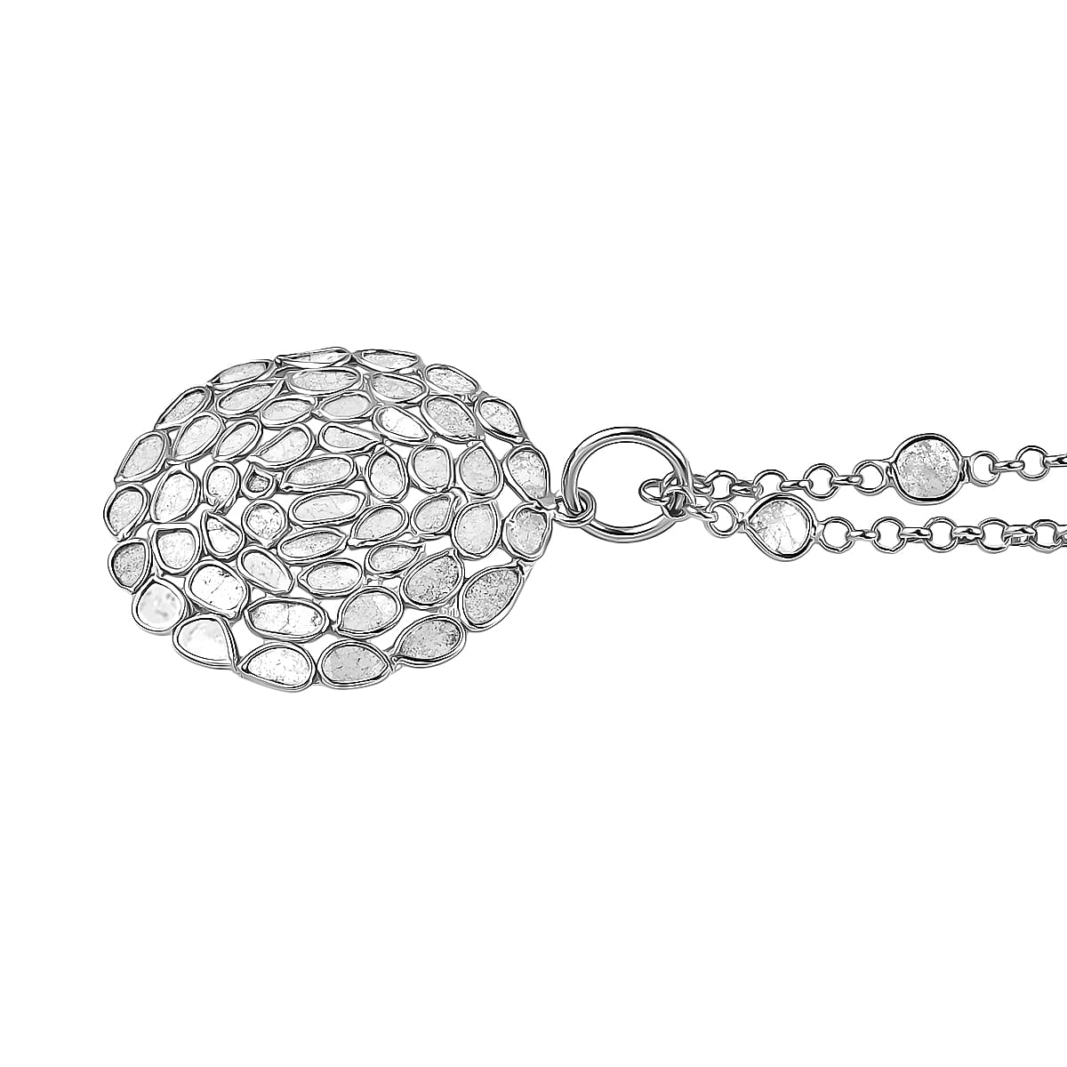 GP Celestial Dream Collection Polki Diamond 3.50 ctw Butterfly Pendant Necklace in Platinum Over Sterling Silver 20 Inches image number 4