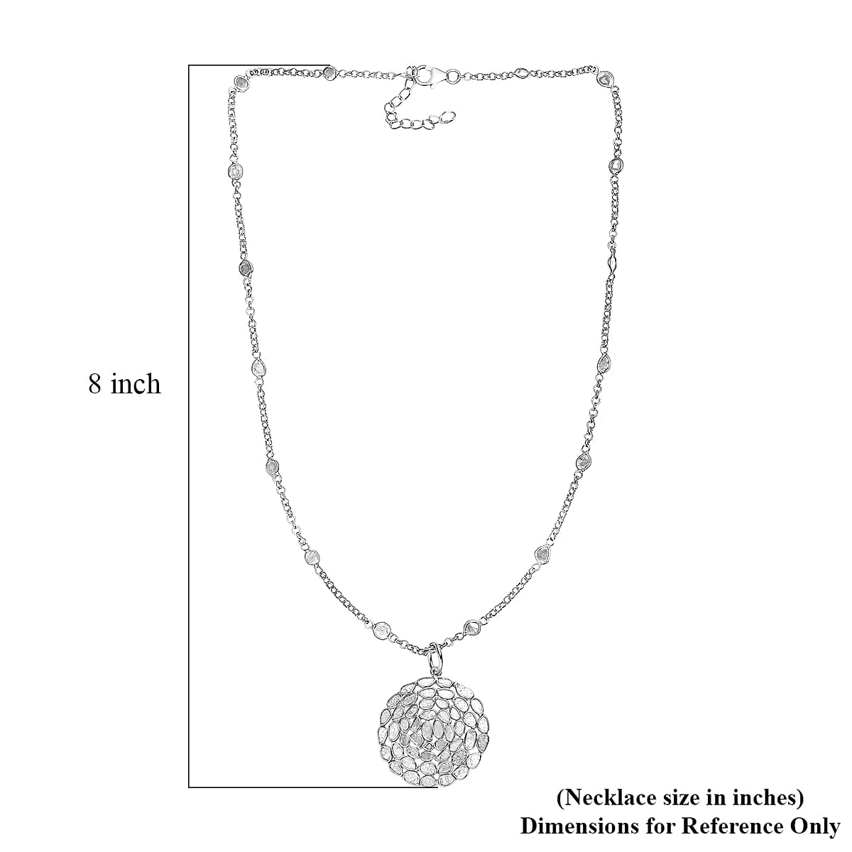 GP Celestial Dream Collection Polki Diamond 3.50 ctw Butterfly Pendant Necklace in Platinum Over Sterling Silver 20 Inches image number 6