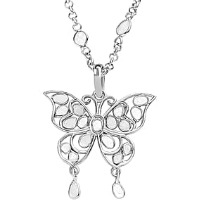 GP Celestial Dream Collection Polki Diamond 4.00 ctw Pendant Necklace in Platinum Over Sterling Silver 20 Inches