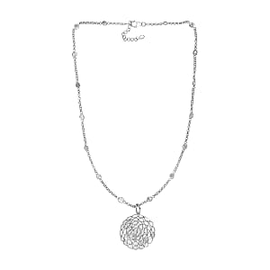 GP Celestial Dream Collection Polki Diamond Pendant Necklace in Platinum Over Sterling Silver 4.00 ctw (20 Inches)