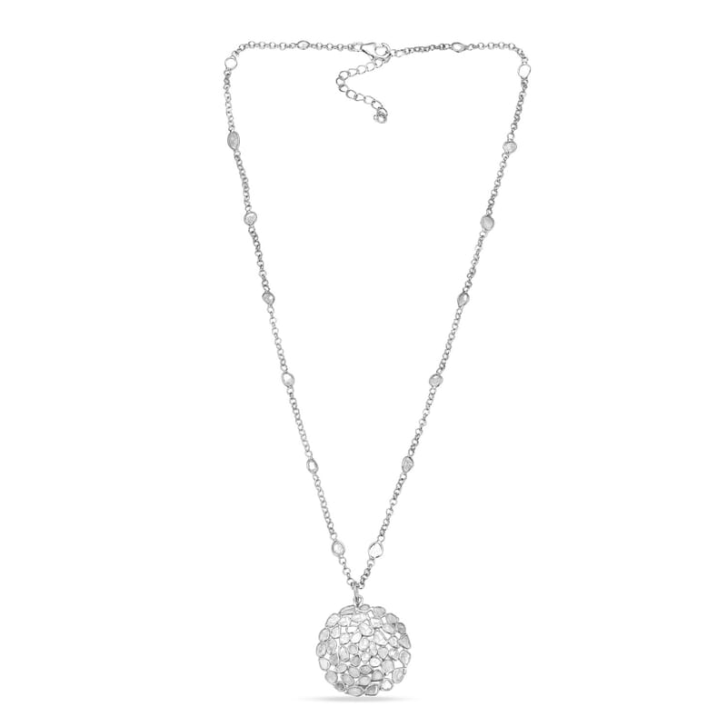 GP Celestial Dream Collection Polki Diamond Pendant Necklace in Platinum Over Sterling Silver 4.00 ctw (20 Inches)