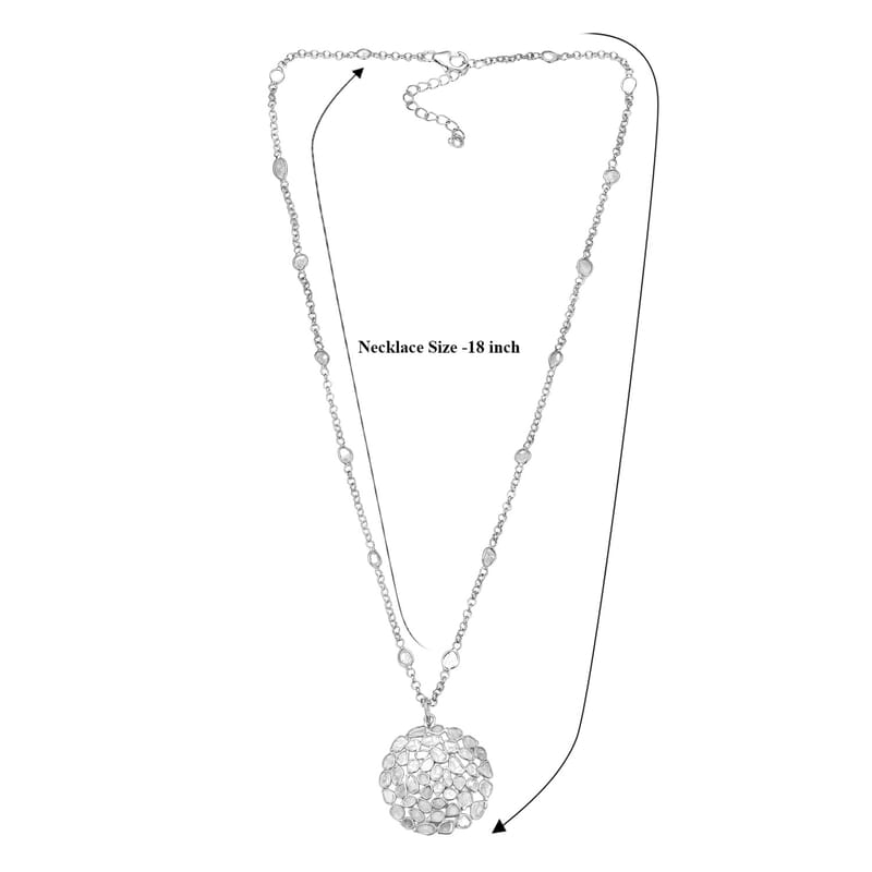 GP Celestial Dream Collection Polki Diamond Pendant Necklace in Platinum Over Sterling Silver 4.00 ctw (20 Inches)