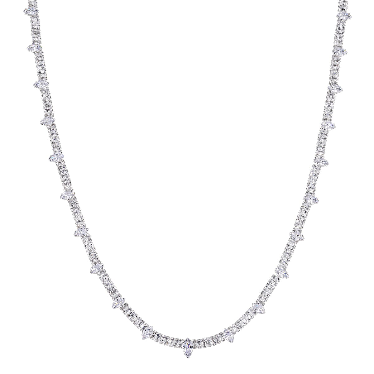 Doorbuster Simulated Diamond Necklace (20 INches) and Earrings in Silvertone image number 3