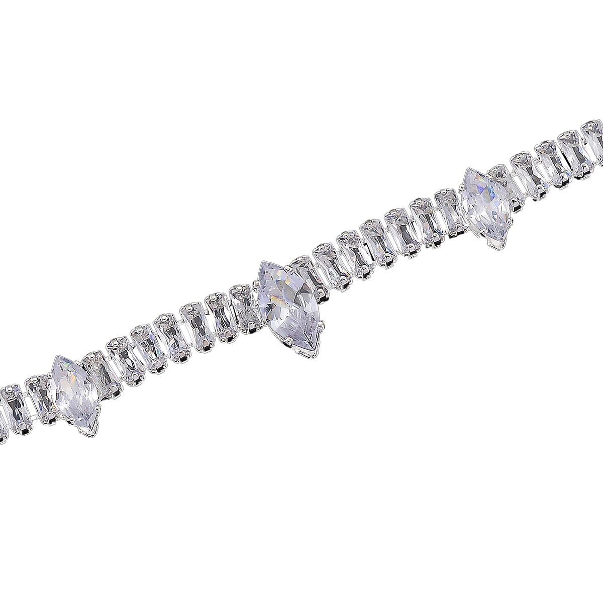 Doorbuster Simulated Diamond Necklace (20 INches) and Earrings in Silvertone image number 4