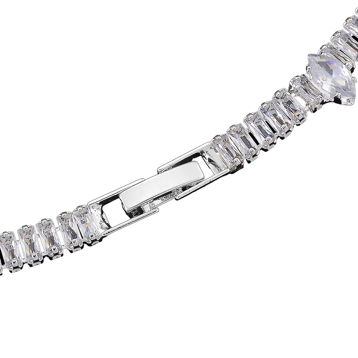 Doorbuster Simulated Diamond Necklace (20 INches) and Earrings in Silvertone image number 5