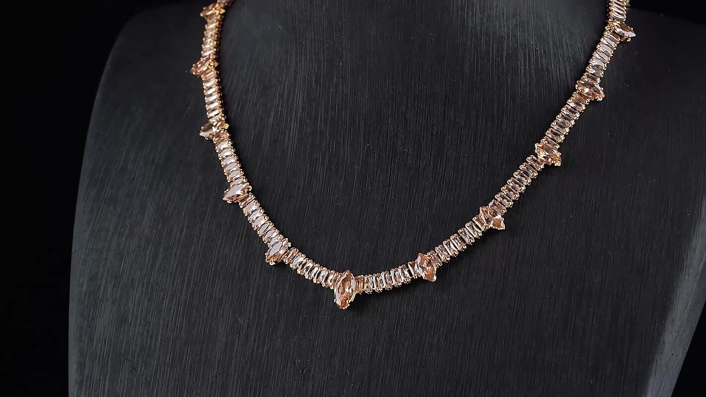 Simulated Diamond Necklace (20 INches) and Earrings in Silvertone
