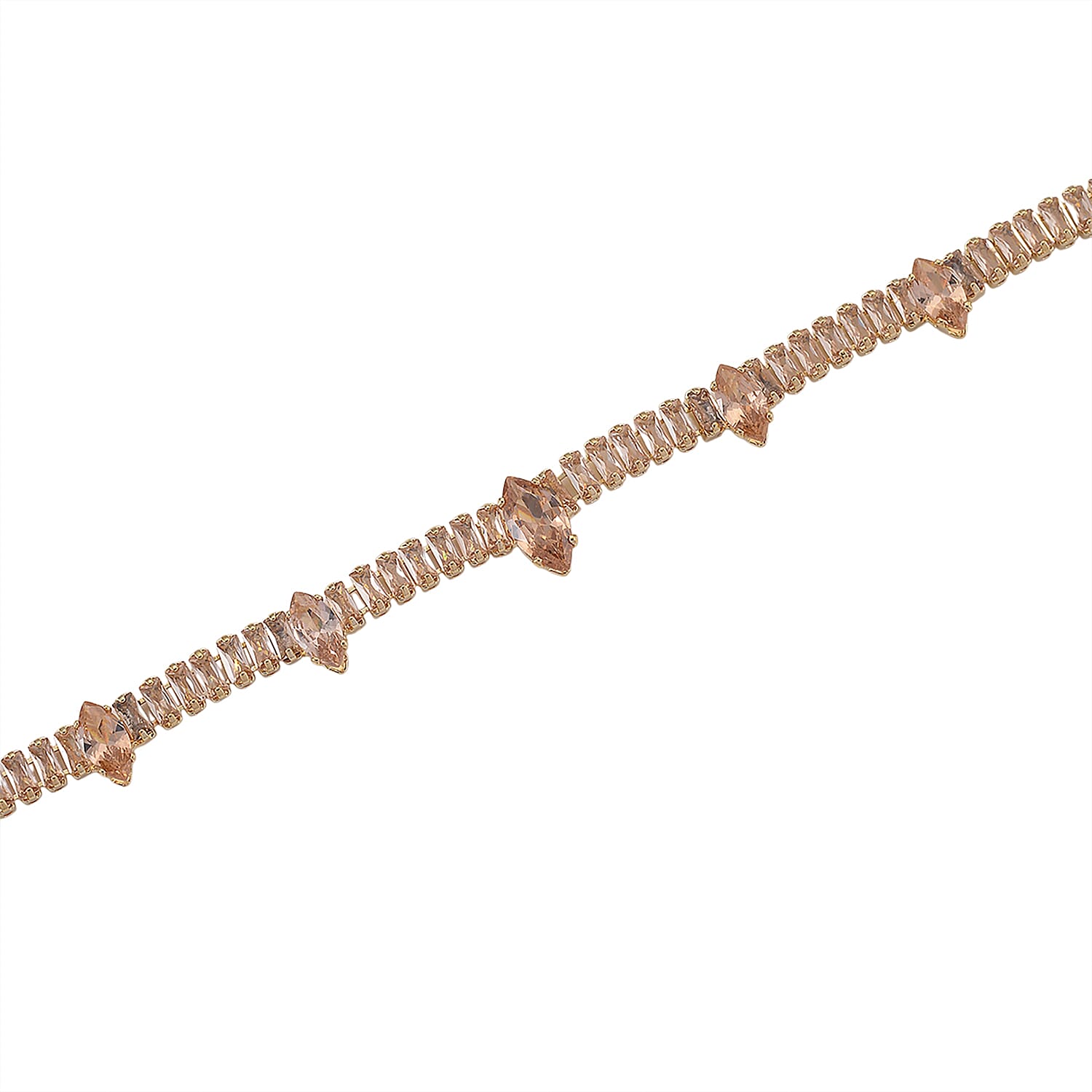Simulated Champagne Color Diamond Designer Style Everyday Luxury Set Necklace 20 Inches and Earrings in Goldtone