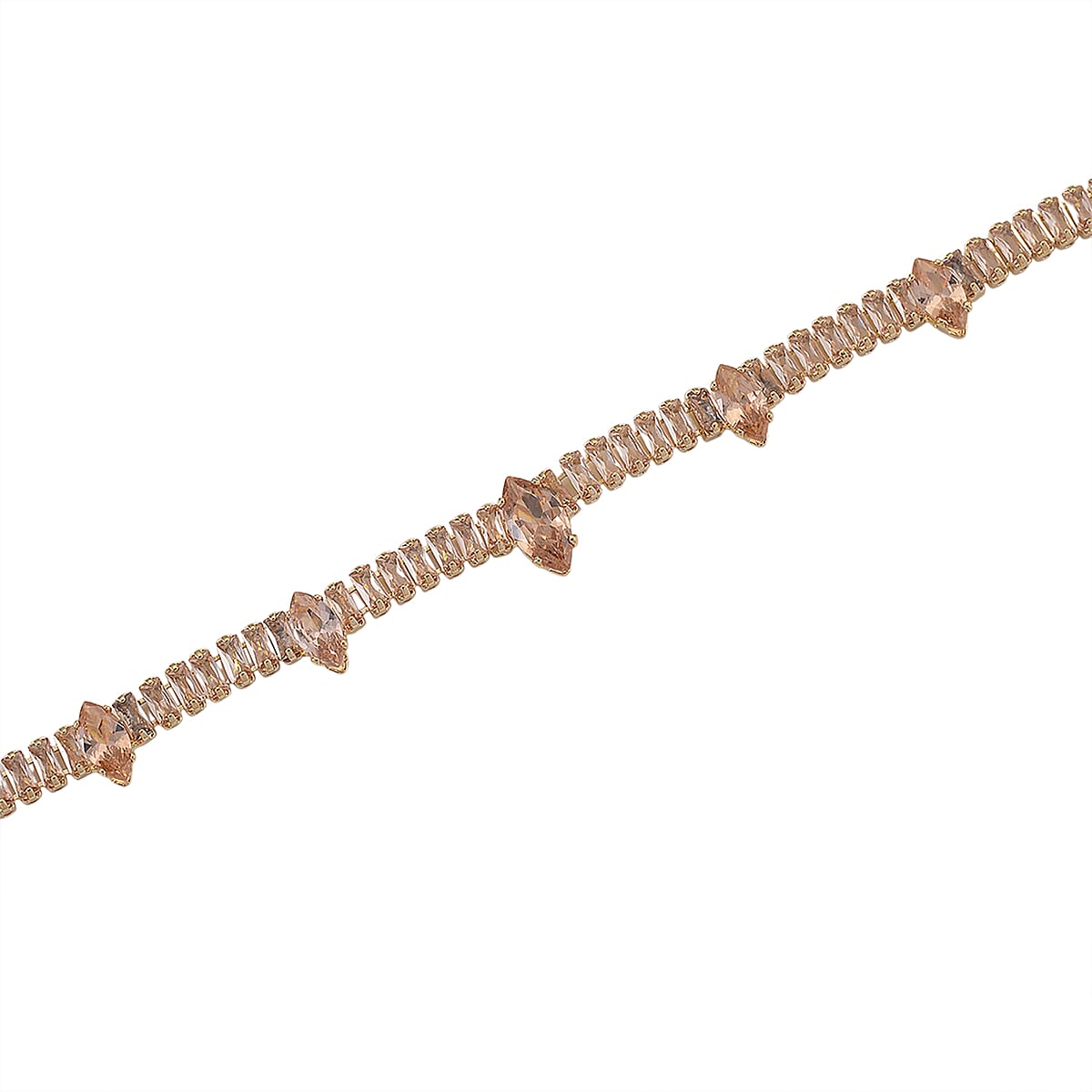 Doorbuster Simulated Champagne Color Diamond Necklace (20 Inches) and Earrings in Goldtone image number 3