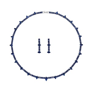 Doorbuster Simulated Blue Diamond Necklace (20 Inches) and Earrings in Silvertone