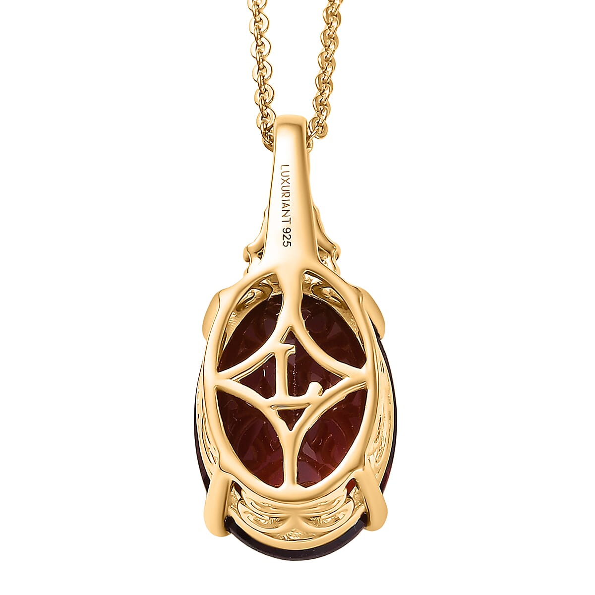 AAA Ceylon Honey Garnet, Lab Grown Diamond Pendant Necklace in 18K Vermeil YG Over Sterling Silver 7.60 ctw (20 Inches)