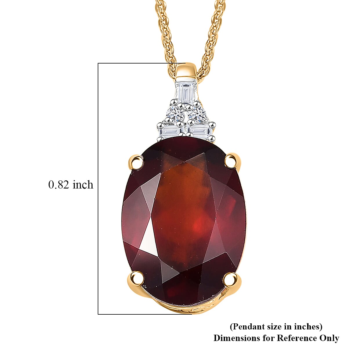 Doorbuster AAA Ceylon Honey Garnet and Luxuriant Lab Grown Diamond G-H SI 7.60 ctw Flame of Passion Pendant Necklace in 18K Vermeil Yellow Gold Over Sterling Silver 20 Inches image number 5
