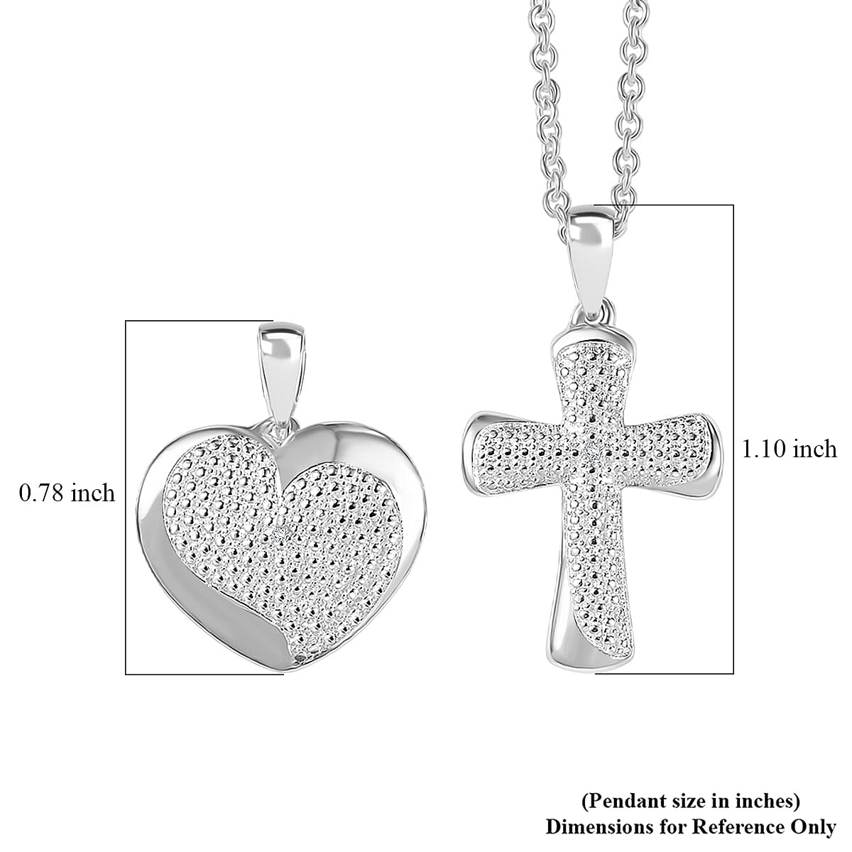 Doorbuster EverTrue Lab Grown Diamond G-H SI Cross and Heart Pendants in Platinum Bond with Stainless Steel Necklace 20 Inches image number 5