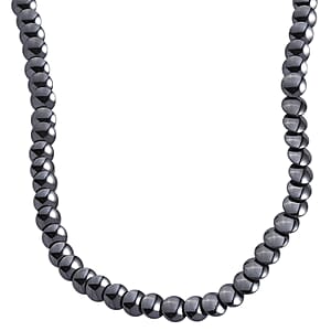 Doorbuster 2 Piece Set Hematite 557.00 ctw Beaded Stretch Bracelet (7-7.5In) and Necklace 21-23 Inches in Silvertone