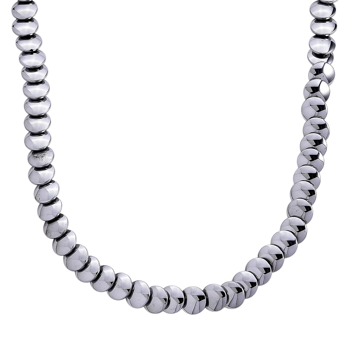 Doorbuster 2 Piece Set Silver Plated Hematite 557.00 ctw Beaded Stretch Bracelet (7-7.5In) and Necklace 21-23 Inches in Silvertone image number 3