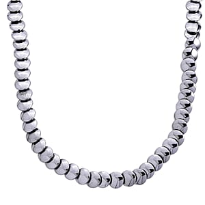  2 Piece Set Silver Plated Hematite 557.00 ctw Beaded Stretch Bracelet (7-7.5In) and Necklace 21-23 Inches in Silvertone