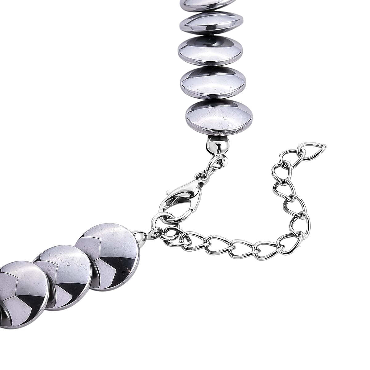 Doorbuster 2 Piece Set Silver Plated Hematite 557.00 ctw Beaded Stretch Bracelet (7-7.5In) and Necklace 21-23 Inches in Silvertone image number 4