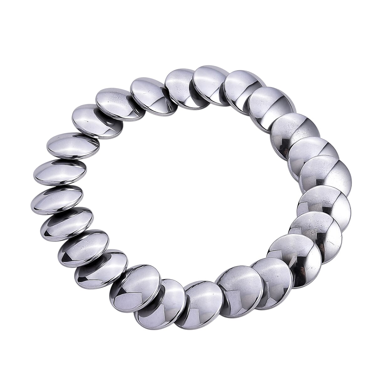 Doorbuster 2 Piece Set Silver Plated Hematite 557.00 ctw Beaded Stretch Bracelet (7-7.5In) and Necklace 21-23 Inches in Silvertone image number 5