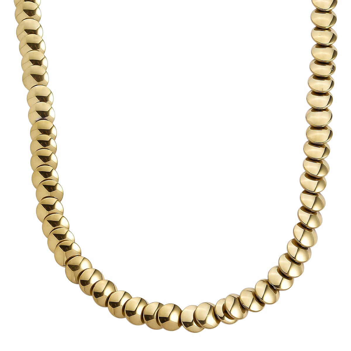 Doorbuster 2 Piece Set Yellow Gold Plated Hematite 557.00 ctw Bracelet (7-7.5In) and Necklace 21-23 Inches in Goldtone  image number 3