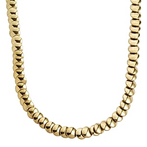  2 Piece Set Yellow Gold Plated Hematite 557.00 ctw Bracelet (7-7.5In) and Necklace 21-23 Inches in Goldtone 