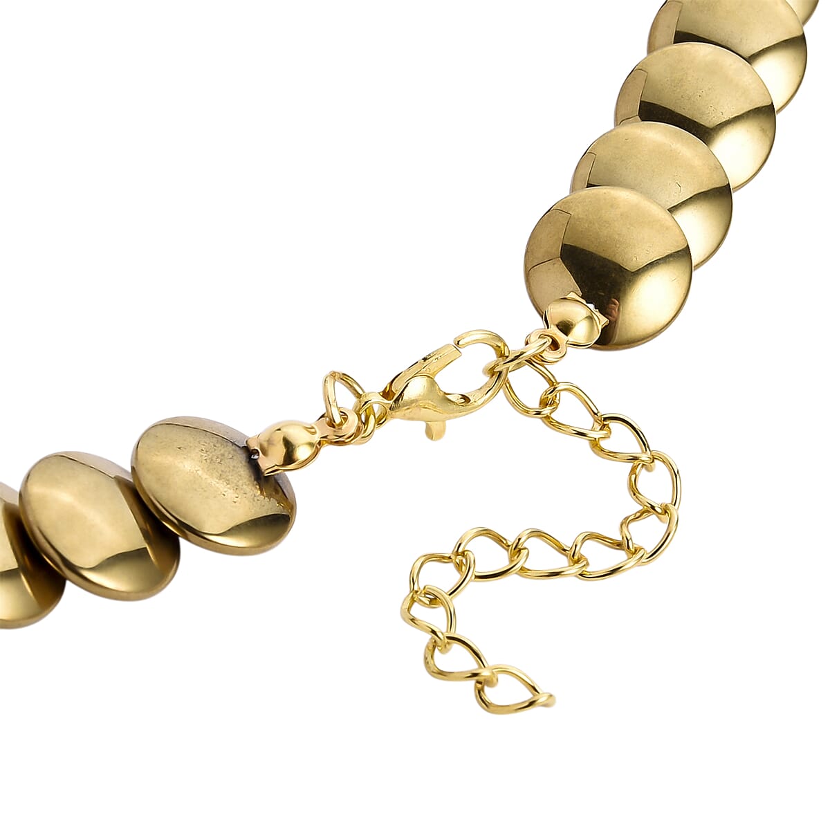 Doorbuster 2 Piece Set Yellow Gold Plated Hematite 557.00 ctw Bracelet (7-7.5In) and Necklace 21-23 Inches in Goldtone  image number 4